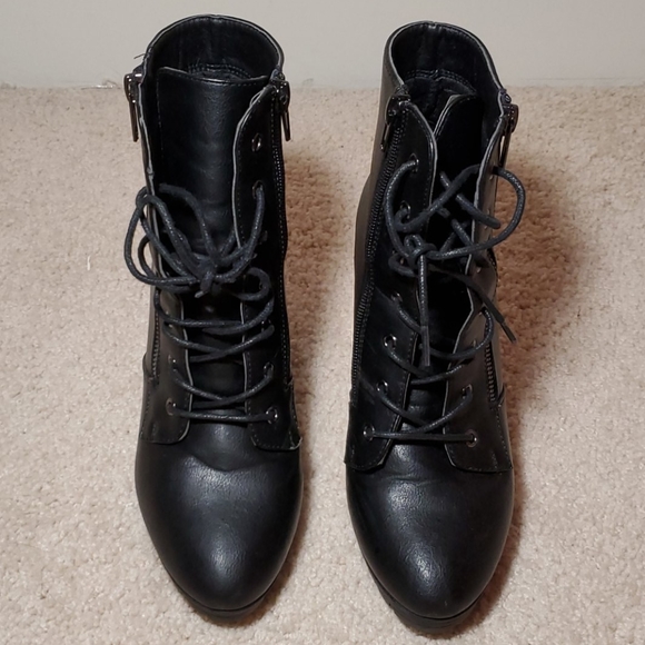 Black Heel Combat Ankle Boots - Picture 7 of 7